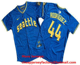 Men's Seattle Mariners #44 Julio Rodriguez Blue 2023 City Connect Limited Stitched Jersey