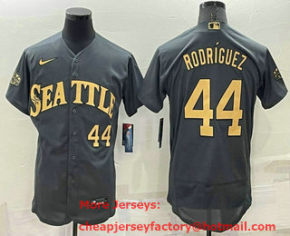 Men's Seattle Mariners #44 Julio Rodriguez Number Grey 2022 All Star Stitched Flex Base Nike Jersey