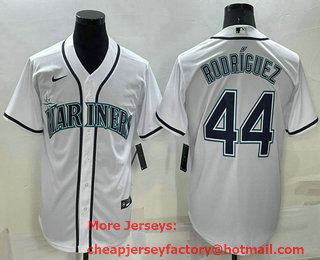Men's Seattle Mariners #44 Julio Rodriguez White Stitched MLB Cool Base Nike Jersey
