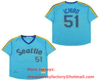 Men's Seattle Mariners #51 Ichiro Suzuki Blue 2010 Throwback Jersey