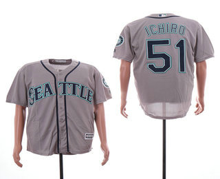 Men's Seattle Mariners #51 Ichiro Suzuki Gray Stitched MLB Cool Base Jersey