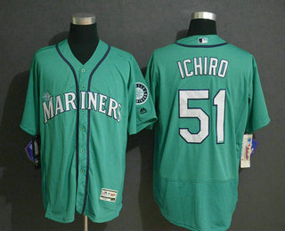 Men's Seattle Mariners #51 Ichiro Suzuki Green Stitched MLB Flex Base Jersey