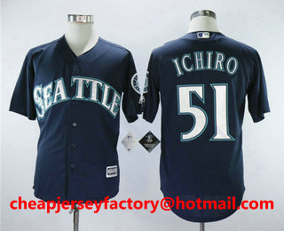 Men's Seattle Mariners #51 Ichiro Suzuki Navy Blue Alternate Stitched MLB Cool Base Jersey