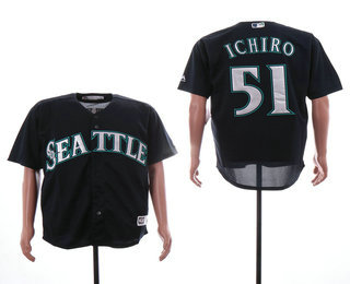 Men's Seattle Mariners #51 Ichiro Suzuki Navy Blue Stitched MLB Cool Base Jersey