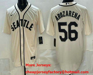 Men's Seattle Mariners #56 Randy Arozarena Cream With Name Alternate Stitched Baseball Jersey