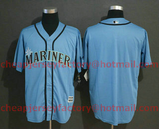 Men's Seattle Mariners Blank Blue Stitched MLB Cool Base Jersey