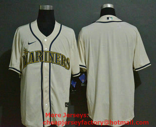 Men's Seattle Mariners Blank Cream Stitched MLB Cool Base Nike Jersey
