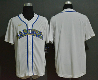 Men's Seattle Mariners Blank White Throwback Cooperstown Stitched MLB Cool Base Nike Jersey