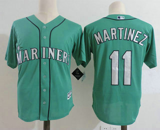 Men's Seattle Mariners Coach #11 Edgar Martinez Teal Green Retired Stitched Baseball Jersey