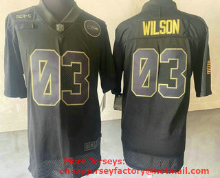 Men's Seattle Seahawks #03 Russell Wilson Black 2020 Salute To Service Stitched NFL Nike Limited Jersey