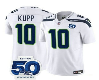 Men's Seattle Seahawks #10 Cooper Kupp White 2025 FUSE 50th Patch Vapor Limited Stitched Jersey