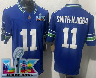 Men's Seattle Seahawks #11 Jaxon Smith Njigba Limited Blue Super Bowl LX FUSE Vapor Jersey