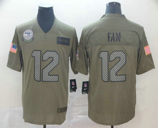 Men's Seattle Seahawks #12 12th Fan NEW Olive 2019 Salute To Service Stitched NFL Nike Limited Jersey