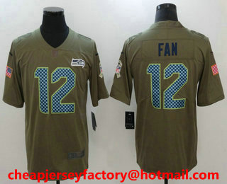 Men's Seattle Seahawks #12 12th Fan Olive 2017 Salute To Service Stitched NFL Nike Limited Jersey