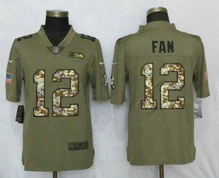Men's Seattle Seahawks #12 12th Fan Olive With Camo 2017 Salute To Service Stitched NFL Nike Limited Jersey