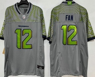 Men's Seattle Seahawks #12 Fan Limited Gray Rivalries Vapor Jersey