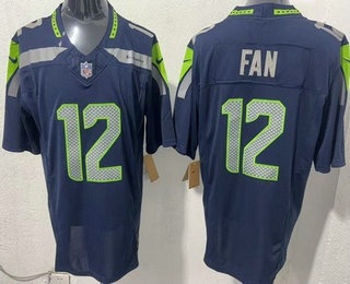 Men's Seattle Seahawks #12 Fan Limited Navy FUSE Vapor Jersey