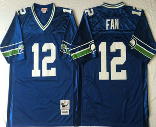 Men's Seattle Seahawks #12th Fan Royal Blue Throwback Jersey by Mitchell & Ness