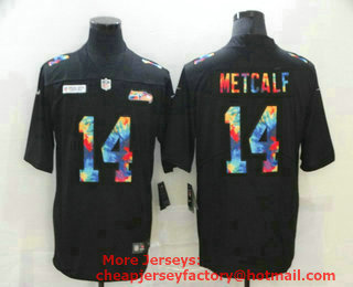 Men's Seattle Seahawks #14 D.K. Metcalf Multi-Color Black 2020 NFL Crucial Catch Vapor Untouchable Nike Limited Jersey