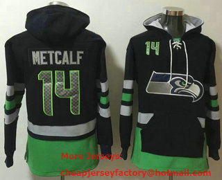 Men's Seattle Seahawks #14 DK Metcalf NEW Navy Blue Pocket Stitched NFL Pullover Hoodie