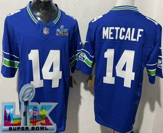 Men's Seattle Seahawks #14 Sam Darnold Limited Blue Super Bowl LX FUSE Vapor Jersey