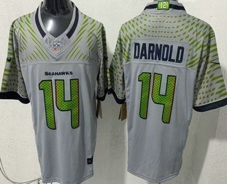 Men's Seattle Seahawks #14 Sam Darnold Limited Gray Rivalries FUSE Vapor Jersey