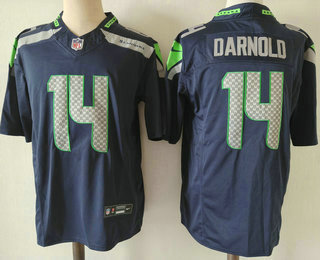 Men's Seattle Seahawks #14 Sam Darnold Navy FUSE Vapor Stitched Jersey