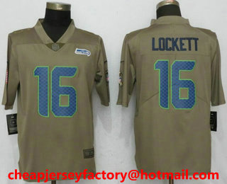 Men's Seattle Seahawks #16 Tyler Lockett Olive 2017 Salute To Service Stitched NFL Nike Limited Jersey
