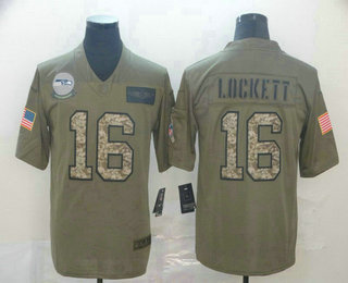 Men's Seattle Seahawks #16 Tyler Lockett Olive Camo 2019 Salute To Service Stitched NFL Nike Limited Jersey