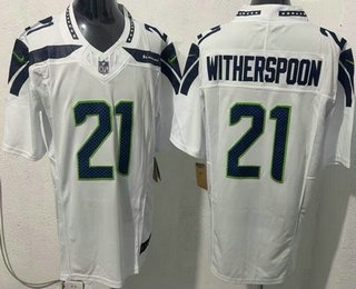 Men's Seattle Seahawks #21 Devon Witherspoon Limited White FUSE Vapor Jersey