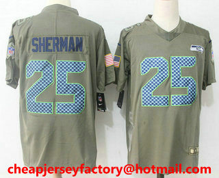 Men's Seattle Seahawks #25 Richard Sherman Olive 2017 Salute To Service Stitched NFL Nike Limited Jersey