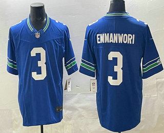 Men's Seattle Seahawks #3 Nick Emmanwori Limited Blue Throwback FUSE Vapor Jersey