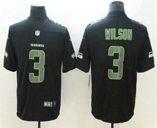 Men's Seattle Seahawks #3 Russell Wilson Black 2018 Fashion Impact Black Color Rush Stitched NFL Nike Limited Jersey