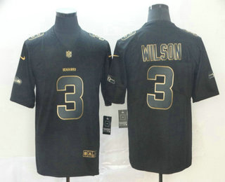 Men's Seattle Seahawks #3 Russell Wilson Black Gold 2019 Vapor Untouchable Stitched NFL Nike Limited Jersey