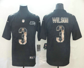 Men's Seattle Seahawks #3 Russell Wilson Black Statue Of Liberty Stitched NFL Nike Limited Jersey