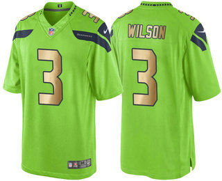 Men's Seattle Seahawks #3 Russell Wilson Green 2016 Color Rush Stitched NFL Nike Limited Jersey