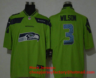 Men's Seattle Seahawks #3 Russell Wilson Green 2020 Big Logo Vapor Untouchable Stitched NFL Nike Fashion Limited Jersey