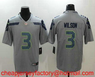 Men's Seattle Seahawks #3 Russell Wilson Grey 2017 Vapor Untouchable Stitched NFL Nike Limited Jersey