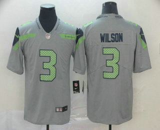 Men's Seattle Seahawks #3 Russell Wilson Grey 2019 Inverted Legend Stitched NFL Nike Limited Jersey