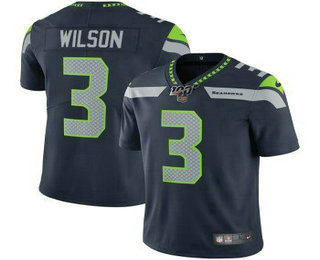 Men's Seattle Seahawks #3 Russell Wilson Navy 100th Season 2017 Vapor Untouchable Stitched NFL Nike Limited Jersey