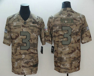 Men's Seattle Seahawks #3 Russell Wilson 2018 Camo Salute to Service Stitched NFL Nike Limited Jersey
