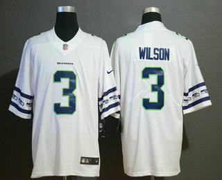 Men's Seattle Seahawks #3 Russell Wilson White 2019 NEW Team Logo Vapor Untouchable Stitched NFL Nike Limited Jersey
