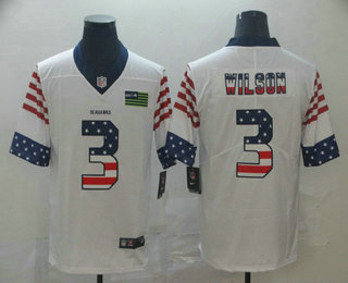 Men's Seattle Seahawks #3 Russell Wilson White Independence Day Stars & Stripes Jersey