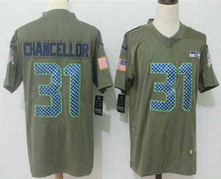Men's Seattle Seahawks #31 Kam Chancellor Olive 2017 Salute To Service Stitched NFL Nike Limited Jersey