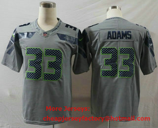 Men's Seattle Seahawks #33 Jamal Adams Grey 2020 Vapor Untouchable Stitched NFL Nike Limited Jersey
