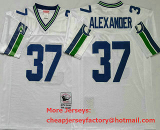 Men's Seattle Seahawks #37 Shaun Alexander White Throwback Jersey by Mitchell & Ness