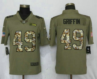 Men's Seattle Seahawks #49 Shaquem Griffin Olive With Camo 2017 Salute To Service Stitched NFL Nike Limited Jersey