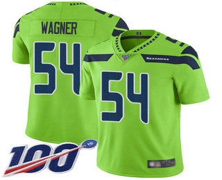 Men's Seattle Seahawks #54 Bobby Wagner Green With 100th 2017 Vapor Untouchable Stitched NFL Nike Limited Jersey