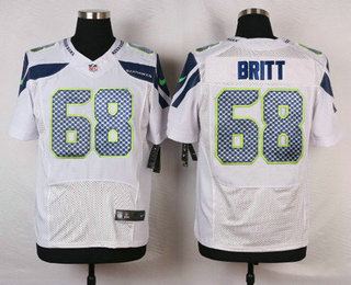 Men's Seattle Seahawks #68 Justin Britt White Road NFL Nike Elite Jersey