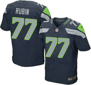 Men's Seattle Seahawks #77 Ahtyba Rubin Steel Navy Blue Team Color NFL Nike Elite Jersey